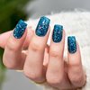 Press on Nails Medium Square,Glitter Shimmy Blue False Nail Tips Kits with Mini Nail File, Supremely Fit & Natural Fake Nail with Nail Glue in 12Sizes -24PCS Nail Kit