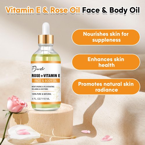 Pjordo Face & Body Vitamin E Bio Oil : Gua Sha Facial Tools Set 4 oz, Massage Oil for Moisturizing and Hydrating