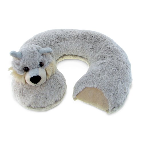 DolliBu Wolf Plush Neck Pillow - Soft Travel Neck Pillow Animal for Neck & Head Support, Cute Wild Life Stuffed Pillow Accessory for Naps, Novelty Stuffed Animal Headrest for Kids & Adults