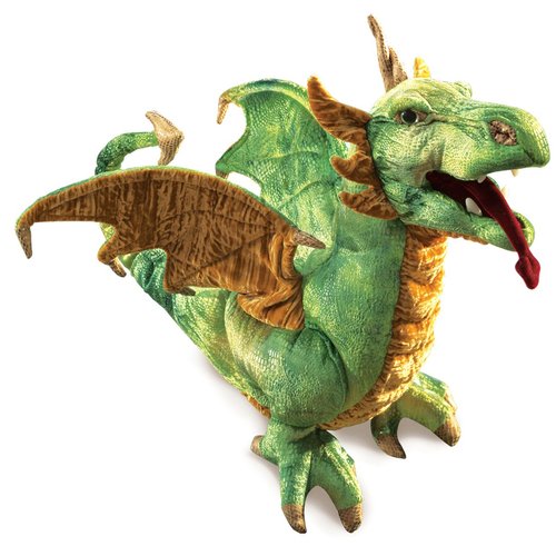 Folkmanis Wyvern Dragon Hand Puppet, Green, White