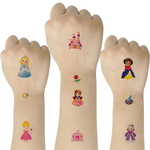 SIX VANKA (Pack of 10 Sheets) Princess Waterproof Temporary Tattoo Stickers for Kids Boys and Girls, Party Favors Decorations