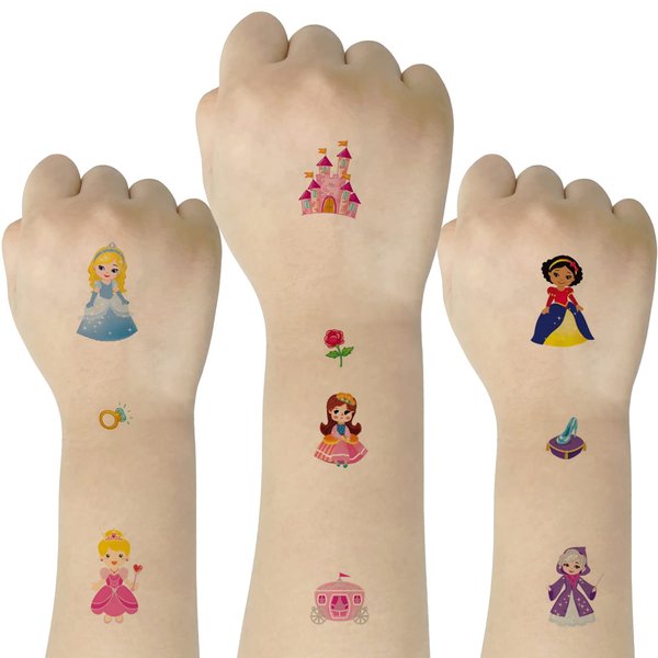 SIX VANKA (Pack of 10 Sheets) Princess Waterproof Temporary Tattoo Stickers for Kids Boys and Girls, Party Favors Decorations