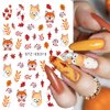 Fall Nail Art Stickers Autumn Leaf Nail Decals 5PCS Self-Adhesive 3D Fall Stickers for Nails Fox Maple Leaf Pumpkins Nail Art Design Supplies Cute Nail Sticker Nail Art for Women Nail Art Decorations