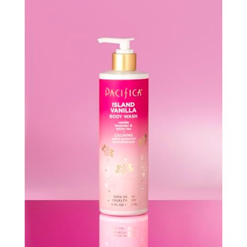 Pacifica Island Vanilla Body Wash Aloe + Hyaluronic Acid, Daily Cleansing, Bath & Shower Gel, Essential Oils, Clean Vegan & Cruelty-Free Dermatologist Tested Made in USA 12 Fl Oz