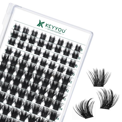 Lash Clusters 96pcs Individual Lashes Y22 D Curl 10-18MIX Eyelash Clusters KEYYOU Volume Wispy Lash Extension Soft&Comfortable Easy DIY at Home(Y22,D-10-18MIX)