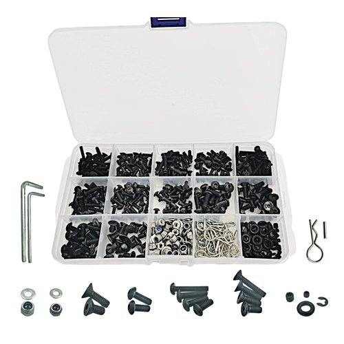HOPLEX 522PCS RC Screws Kit Reapir Tool Box Set Hardware Fasteners RC Hobby Universal Spare Accessories for Traxxas Tamiya Axial Redcat HPI SCX10 Losi 1/8 1/10 Scale RC Cars Crawler Parts