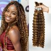 Human Braiding Hair For Boho Knotless Braids 100g Deep Wave Bulk Human Hair for Braiding No Weft Wet And Wavy Human Braiding Hair 100% Remy Human Hair Extensions (Deep Wave-4/27, 18 Inch)