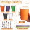 Sliner 190 Pcs Halloween DIY Paper Cup Craft Kits, 9 oz Halloween Theme Paper Cups Happy Halloween Party DIY Cards Colorful Twist Ties for Boys Girls Halloween Holiday DIY Crafts Supplies Favors