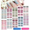 140 Pcs 10 Sheets Full Wrap Nail Stickers Nail Polish Strips Gradient Stickers Glitter Self Adhesive DIY Art Decals Strips with 2 Pcs Nail Files for Holiday Nail Decor (Classic Style)