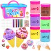 Ice Cream Slime Kit Toys,DIY Educational Slime Making Kit for Girls,Soft & Non-Sticky Sludge Stress Relief Toy for Kids Party Favors,Classroom Reward,Goodie Bag Stuffers,Birthday Present