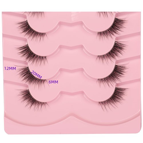 Gmagictobo Natural Half Lashes Cat Eye Look False Eyelashes Clear Band Fake Eyelashes Light Volume Soft Strip Eyelashes 7 Pairs