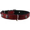 Genuine Red Leather Metal Paw Studs Soft Red Leather Padded Dog Collar 5/8" Wide. Fits 10"-12" Neck.