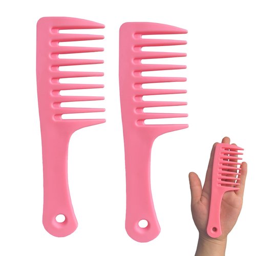 Mini Hair Combs,2 Pack Small Wide Tooth Comb Detangling Comb Hair Comb Brush for Women Portable Travel Shower Comb for Curly Long Wet Dry Hair - Best Styling Comb for Reducing Hair Loss (Pink)