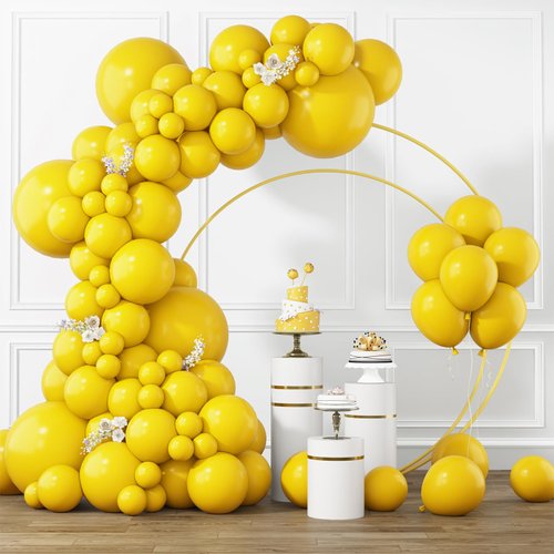 RUBFAC Yellow Balloons Different Sizes 105pcs 5/10/12/18 Inch Yellow Balloon Garland Kit for Wedding Baby Shower Birthday Party Supplies Bridal Shower Decorations