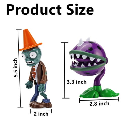 JHESAO 2 PCS Plants and Zombies Toys Action Figures Zombies PVZ Toys 1 2 Series Great Gifts for Kids and Fans, Birthday and Christmas Party New