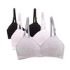 MANJIAMEI Women Teen Girls Thin Cotton Breathable Sports Bra Wire Free Push up Running A-Cup Bra Solid 3 Pack 32