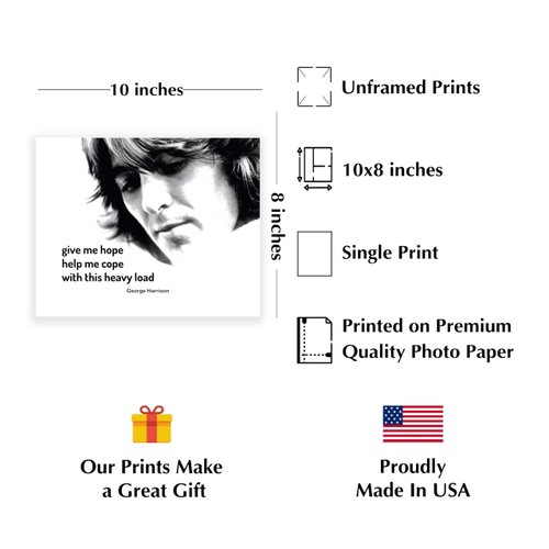 Give Me Hope - Inspirational George Harrison Wall Art, This Wall Decor Music Poster, is a Great Vintage Silhouette For Home Decor, Bedroom Decor, Office Decor, or Room Decor Aesthetic, Unframed - 8x10