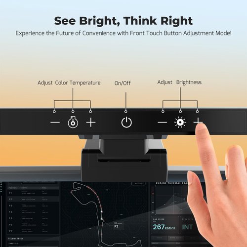 BlitzMax Monitor Light Bar, Computer Monitor Lamp, Memory Stepless Dimming Touch Control Screen Light Bar, 5 Color Temperatures, USB Powered LED Reading Desk Lamps for Home/Office/Game