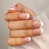 Press on Short Square Acrylic Fake Nails with Apricot Design Full Cover False Glossy Nude Glue on Artificial Stick on Nails for Women 24Pcs (French Natural)