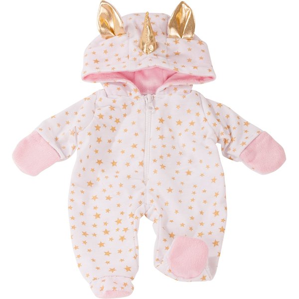 Gotz One Piece Unicorn Costume Pajama Sleeper with Padded Feet, Paws and Hood with Ears & Horn for 12-13" Baby Dolls
