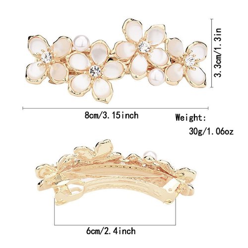 Opal Flower Rhinestone Hair Clip French Crystal Vintage Hair Barrettes Elegant Pearl Hair Accessories,by JINBUYAO (E)