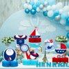 9 Pcs Nautical Baby Shower Decorations Nautical Baby Boy Honeycomb Centerpiece Ahoy It's a Boy Baby Shower Party Supplies Gender Reveal Party for Newborn Baby Boy Party Decorations