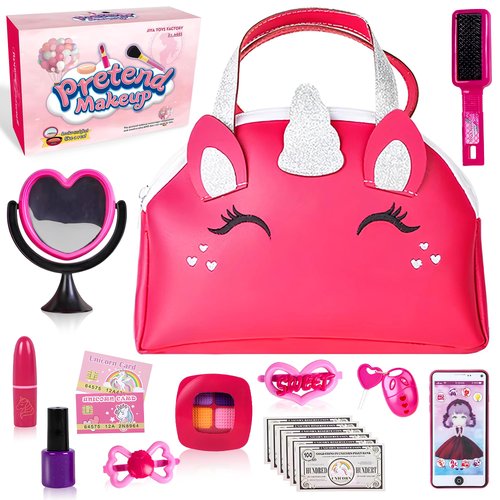Makeup Toys Set for Kids, Deluxe Pretend Play Makeup Kit with Colorful Accessories and Stylish Carrying Case, Fun Dress-Up Role Play for Girls Ages 3-10 (18 PCS)