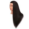 Headlima Cosmetology Mannequin Head Manikin Training Head 26-28'' Synthetic Fiber Hair Styling Practice Doll Head Hairdresser with Clamp Stand (Black)