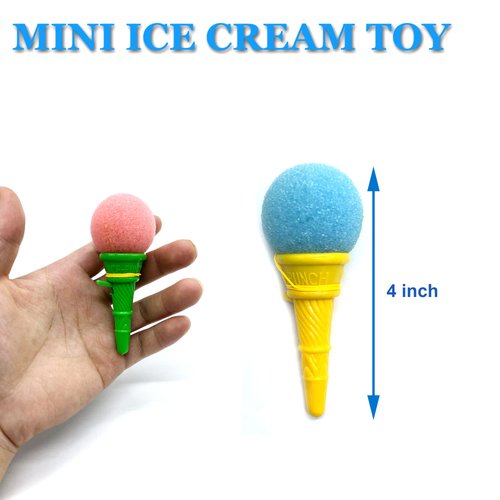 Meirrnyyu 24 Pcs 4inch Ice Cream Foam Ball Launcher,Mini Ice Cream Cone Shooter Toys for Kids,Children,Carnival Prize,Party Favors