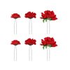 6Pcs U-Shape Red Rose Hair Clip Womens Bridal Flower Hair Pins Hair Accessories for Wedding Birthday Dance