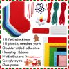 10 Pieces Felt Christmas Craft DIY Christmas Felt Stockings with Ornaments Handmade Sewing Sock Kits for Kids Christmas Favors Decorations Crafts Kits Christmas Party Hand DIY Supplies, 5 Styles