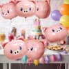 Deermon Big Pink Piggy Head Balloons, 6 Pack Pig Shaped Woodland Cartoon Animal Balloons For Jungle Farm Zoo Safari Theme Backdrop Kids Birthday Baby Shower Party Decorations Supplies