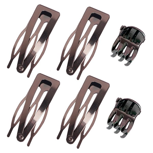Hann 24 Pieces Double Grip Hair Clips + 2 Claw Hair Clips Metal Snap Hair Clips Hair Barrettes for Hair Making, Salon Supplies (Metal Gray)