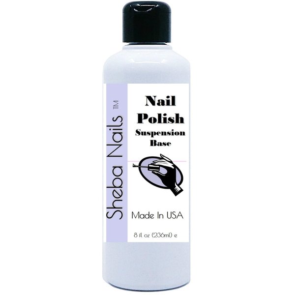 Sheba Nails Nail Polish Mixing Suspension Base 8oz - Vegan 10 Free- Make Your Own Nail Polish - Just Add Glitter or Pigment - Suspending Nail Polish Base - DIY Nail Polish -