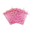 100PCS 5'' x 7''/13cm x 18cm Heart Printed Organza Drawstring Bags Gift Packing Pouches Sample Display Tulle Pockets Wrapper Bathroom Organizer for Candy Jewelry (Rose Red)