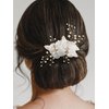 SWEETV Hair Comb, Flower Hair Clip Pearl Princess Headpiece, Elegant Bridal Hair Comb, Bridal Hair Pieces for Bride, Bridesmaid, Women, Girl, Party, Prom Gift
