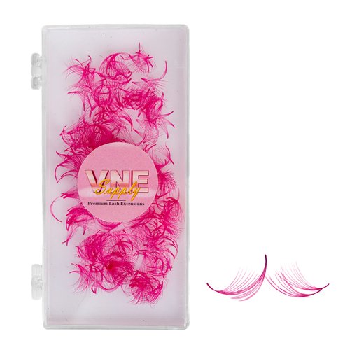 VNE 500 Fans Colorful Lash Extensions | Premade Volume Lash Extensions | Premade Mega Volume Fans | Colored Lash Extension | Russian Volume Eyelash Extensions |6D, Pink, C Curl, 12mm