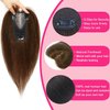 Hair Toppers for Women Real Human Hair Extensions Clip in Bangs 100 Percent Human Hair Topper with Thinning Hair for Daily 8x11cm Hand-Woven Area Coverage Swiss Lace Natural Hairpiece Light Brown