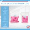 Saferly Heart Tattoo Ink Caps Cups with Base for Tattoo, Tattooing, Disposable Pigment Holder, Microblading Tattoo Supplies, Small, Bag of 500, Pink