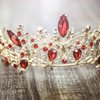 Jovono Baroque Queen Crowns Rhinestone Crowns and Tiaras Ruby Tiara Bridal Wedding Headpiece Costume Hair Accessories for Women and Girls