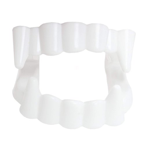 Skeleteen White Teeth Vampire Fangs - Sharp Dracula Monster Teeth for Halloween, Party Favors and Supplies - 12 Pack