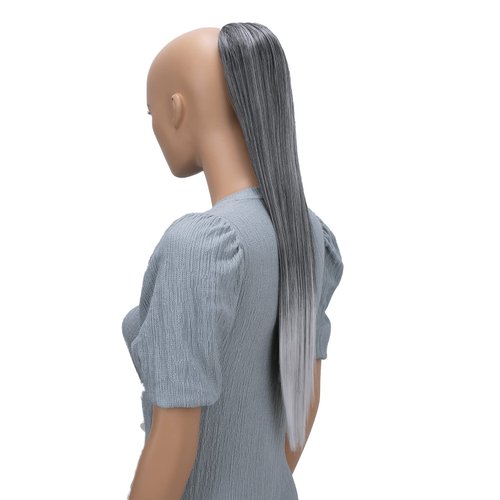 CAISHA 26" Longhair Hairpiece Ponytail Extension Drawstring Straigth Heat-Resistant Synthetic Fibres Gray Mix PH613