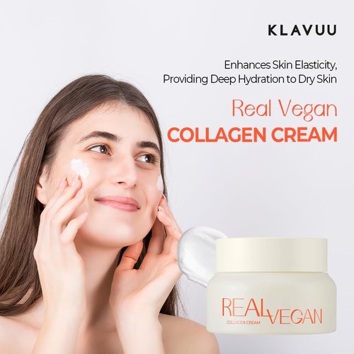 KLAVUU Real Vegan Collagen Cream - Enhances Skin Elasticity, Providing Deep Hydration to Dry Skin for a Radiant, Youthful Glow - 1.69 Fl oz