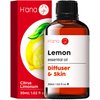 H'ana Lemon Essential Oil for Diffuser - Therapeutic Grade Essential Oil Lemon Oil for Skin - Lemon Essential Oil for Cleaning - Lemon Oil Essential Oil for Aromatherapy (1 fl oz)