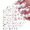 Baoximong 9 Sheets Flower Nail Art Stickers Decals 3D Self-Adhesive Nail Decals Spring Floral Nail Art Supplies Charming Daisy Leave Peony Nail Accessories for Women Nail Decorations Design