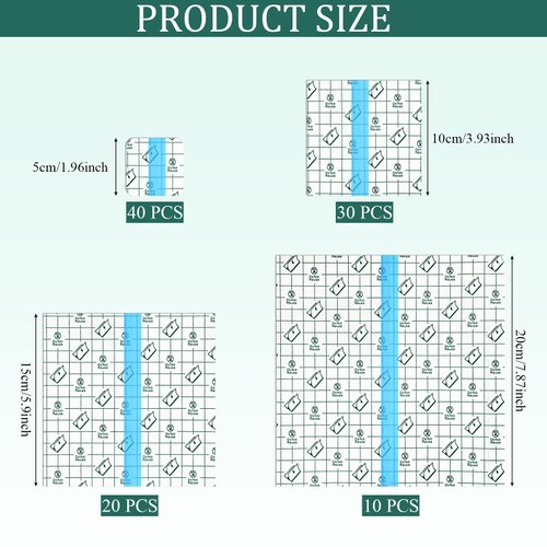 100 Pieces Transparent Stretch Adhesive Bandage Waterproof Bandage Clear Protective Shower Patch Film Cover Bandages Tattoo Cover up Bandage Adhesive Wrap, 4 Sizes (2, 4, 6, 8 Inch)