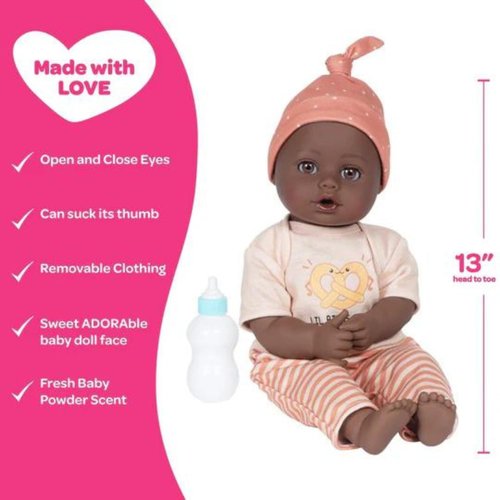 Adora Play Time Babies Collection, 13" Baby Doll with Doll Clothes and Accesories, Made with Sweet Baby Powder Scent, and GentleTouch Vinyl Body, Birthday Gift for Ages 1+ - Sweet Pretzel