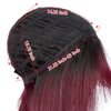 Spotlight Ombre Burgundy Red Bob Human Hair Wigs with Bangs 10 Inch Ombre Red Short Bob Wigs With Bangs 180% Density (Ombre Red, TT1B/99J Color)