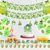KEFAN Frog Birthday Party Supplies, Frog Birthday Party Decorations, Frog Themed Party Supplies Decor with Happy Birthday Banner, Cake Toppers, Balloons for Boys Girls Birthday Party1st Baby Shower
