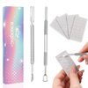 BOMOQING 2PCS Cuticle Pusher and 60 Nail Sand Polishing Tablets,Cuticle Pusher Tool Lottery Ticket Scratcher Tool,Under Nail Cleaner Tool Nail Remover Kit Toenail Scraper Cleaner Replaceable Sandpaper